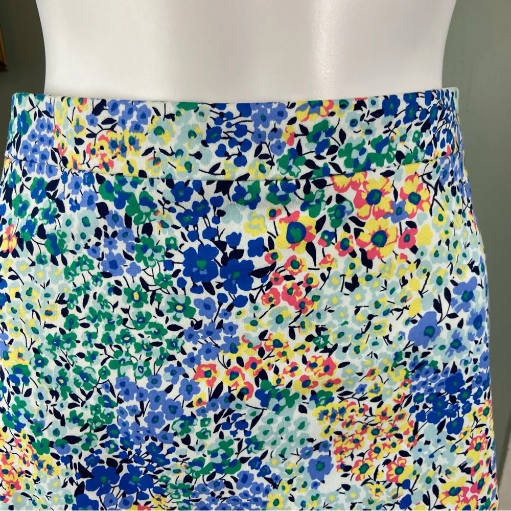 NWT New J. Crew Spring Floral Colorful Print Mini Midi Pencil Wiggle Skirt Sz 8